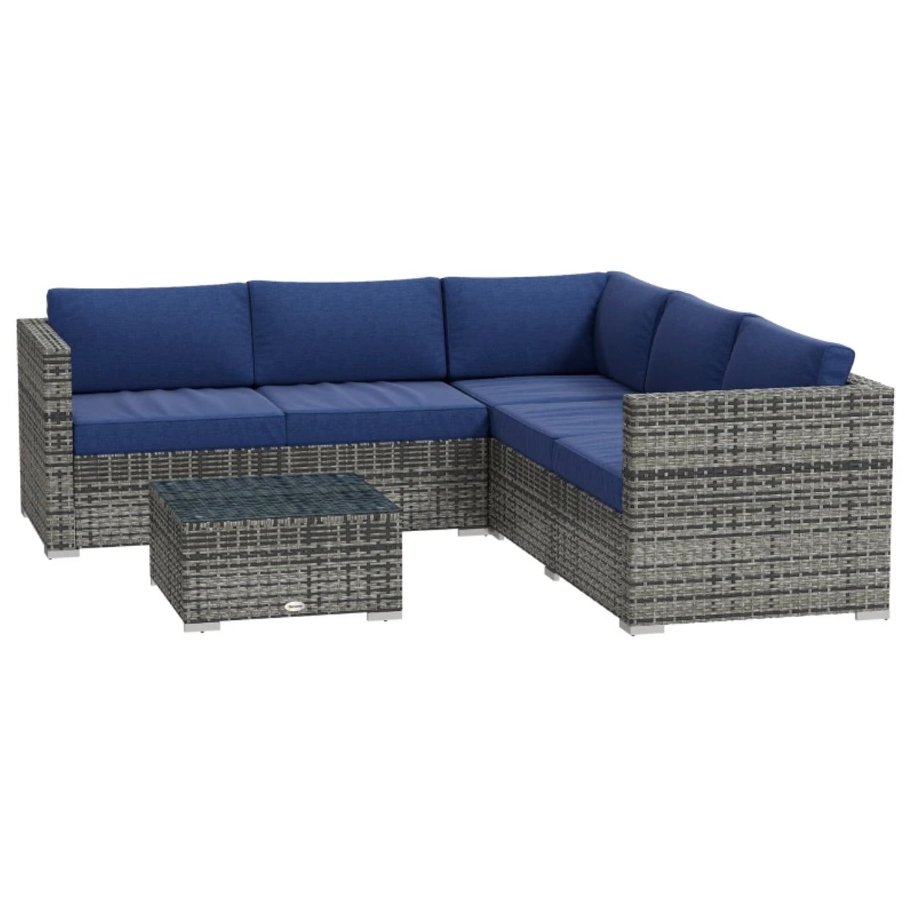 PatioFurnit Coastline Lounge Set – 4-Piece Modular Outdoor Sectional in Navy Blue