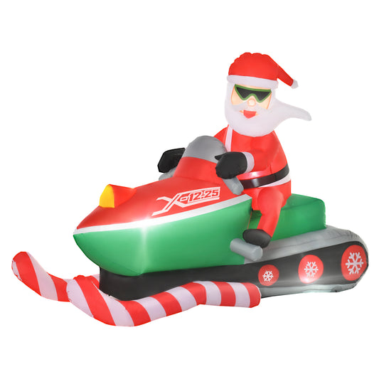 5ft Christmas Inflatable Santa Claus with Snowmobile, LED Lighted  for Home Indoor Outdoor Garden Lawn Decoration Party Prop