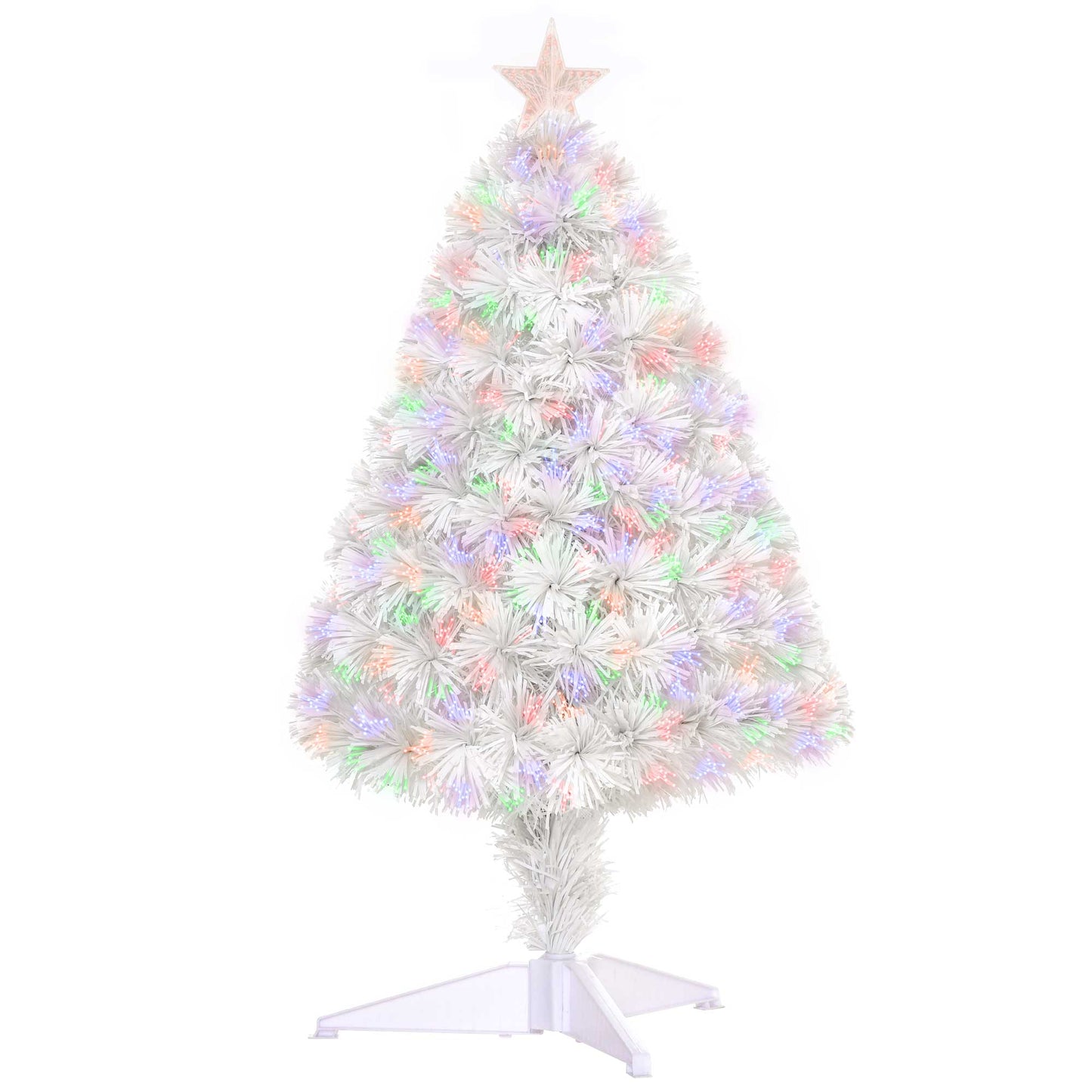 2.5FT Prelit Artificial Tabletop Christmas Tree with Fiber Optics Holiday Home Xmas Decoration for Table and Desk White